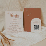 Terracotta Boho Retro Bruiloft Stationery Informatiekaartje<br><div class="desc">Dit is een terracotta retro thema bijsluiterkaart. Bewerk de meeste* bewoordingen en kleuren op deze retro bijlagekaart zodat deze past bij uw evenemententhema persoonlijke stijl! (het woord "details" is niet bewerkbaar, maar u kunt de kleuren ervan wijzigen!) // Voor overeenkomende design, zoek BIRDIE in de winkel van Sincerely By Nicole...</div>