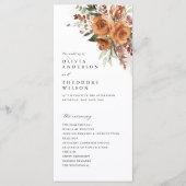Terracotta Boho Roos Bloem Bruiloft Ceremonie Programmakaart (Voorkant)