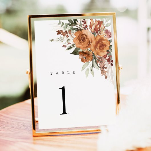 Terracotta Boho Roos Bloemige Trouwtafel Nummers