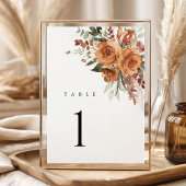 Terracotta Boho Roos Bloemige Trouwtafel Nummers