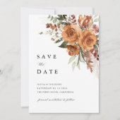 Terracotta Boho Roos Bloemige Waterverf Bruiloft Save The Date (Voorkant)