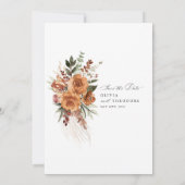 Terracotta Boho Roos Bloemige Waterverf Bruiloft Save The Date (Achterkant)
