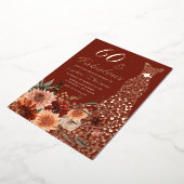 Terracotta Boho Roos Gouden Jurk 60e Verjaardag Folie Uitnodiging (Gedraaid)
