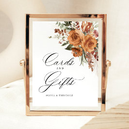Terracotta Boho Rose Cards & Gifts Wedding Table Reclamebord Met Voetstuk