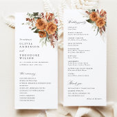 Terracotta Boho Rose Floral Wedding Ceremony Programmakaart