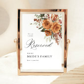 Terracotta Boho Rose Floral Wedding Reserved Sign Poster