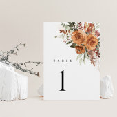 Terracotta Boho Rose Floral Wedding Table Numbers
