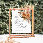 Terracotta Boho Rose Guest Book Wedding Table Reclamebord Met Voetstuk