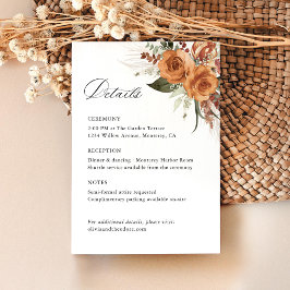 Terracotta Boho Rose Wedding Details, Ceremony Informatiekaartje