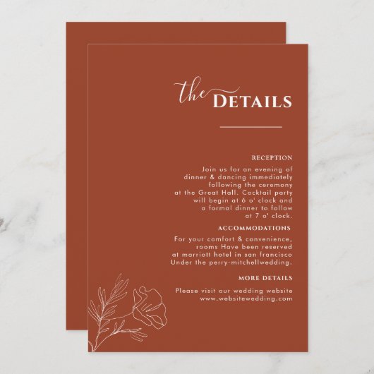 Terracotta Boho Route, Rust Wedding Programma (Voorkant / Achterkant)