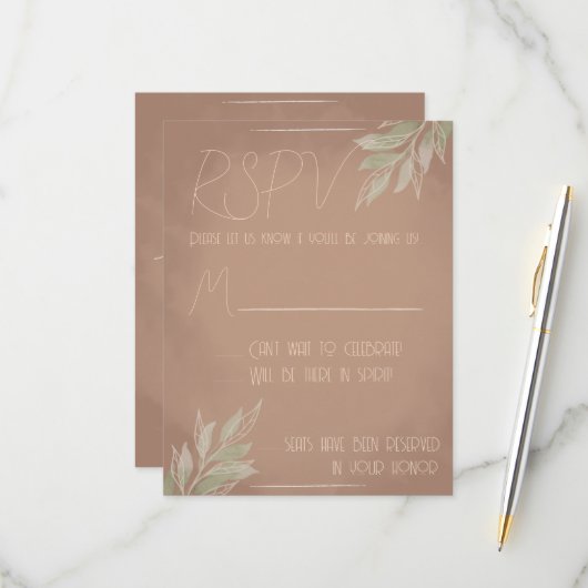 Terracotta Boho RSPV Card RSVP Kaartje (Voorkant / Achterkant in situ)