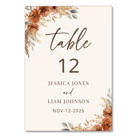 Terracotta Boho Rustieke Herfst Bloemen Huwelijk Kaart (Achterkant)