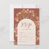 Terracotta Boho Rustieke Wildflower Bloemen Huweli RSVP Kaartje (Voorkant)