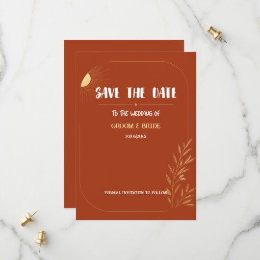 Terracotta Boho Save The Date (Voorkant / Achterkant in situ)