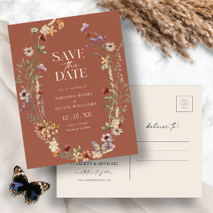 Terracotta Boho Save The Date Briefkaart