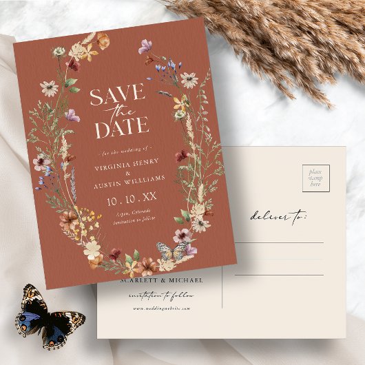 Terracotta Boho Save The Date Briefkaart