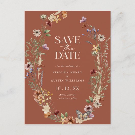 Terracotta Boho Save The Date Briefkaart (Voorkant)