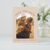 Terracotta Boho Save the Date Fotolijn Kunst (Staand voorkant)