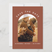 Terracotta Boho Save the Date Fotolijn Kunst (Voorkant)