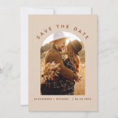 Terracotta Boho Save the Date Fotolijn Kunst (Voorkant)