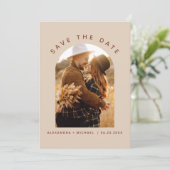 Terracotta Boho Save the Date Fotolijn Kunst (Staand voorkant)