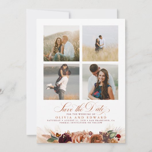 Terracotta Boho Save the Date Photo Bedankkaart (Voorkant)