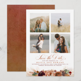 Terracotta Boho Save the Date Photo Bedankkaart