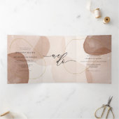 Terracotta Boho Strand Formeel Minimaal Huwelijk Drieluik Kaart (Binnen)