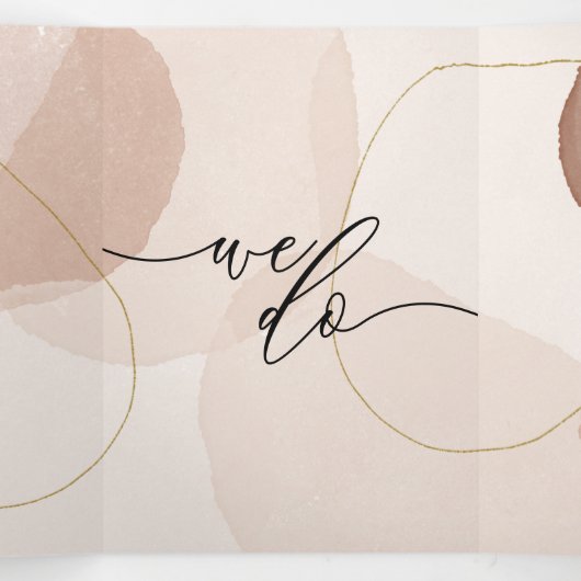 Terracotta Boho Strand Formeel Minimaal Huwelijk Drieluik Kaart (Binnenkant midden)