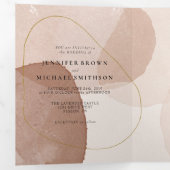 Terracotta Boho Strand Formeel minimale Trouwdag Drieluik Kaart (Binnenzijde eerst)