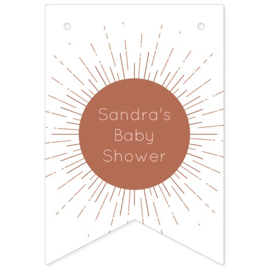 Terracotta Boho Sun Baby shower Bunting Flags Vlaggetjes (Tweede vlag)
