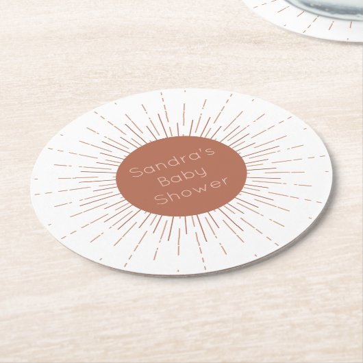 Terracotta Boho Sun Ronde Kartonnen Onderzetter (Gebogen)