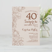 Terracotta Boho Surprise 40e verjaardag Kaart (Staand voorkant)