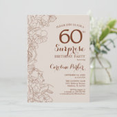 Terracotta Boho Surprise 60th Birthday Party Kaart (Staand voorkant)