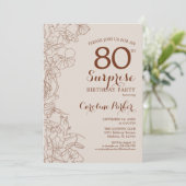 Terracotta Boho Surprise 80th Birthday Party Kaart (Staand voorkant)