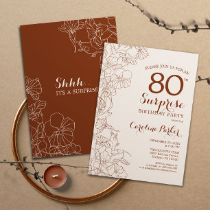 Terracotta Boho Surprise 80th Birthday Party Kaart