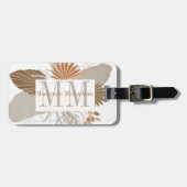 Terracotta Boho Tropical Monogram Bagagelabel (Voorkant horizontaal)