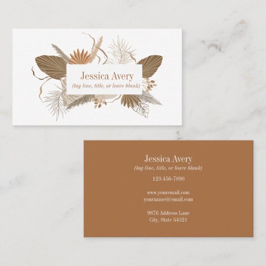 Terracotta Boho Tropical Visitekaartje (Voorkant / Achterkant)