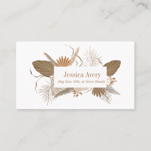 Terracotta Boho Tropical Visitekaartje (Voorkant)