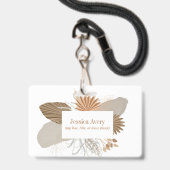 Terracotta Boho Tropische Bloemen Badge (Voorkant met koord)