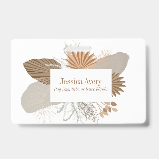 Terracotta Boho Tropische Bloemen Badge (Voorkant)