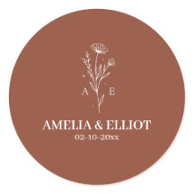 Terracotta Boho Trouw Envelope Zegel Sticker
