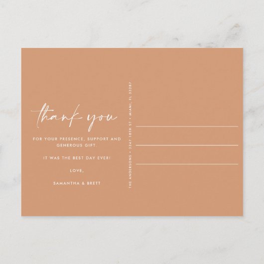 Terracotta Boho Trouwfoto Dank u Briefkaart (Achterkant)