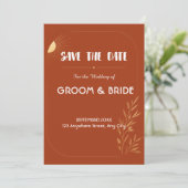 Terracotta Boho Trouwkaart Save the Date (Staand voorkant)