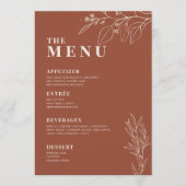 Terracotta Boho Trouwmenu met bloemschilderkunst Menu (Voorkant)