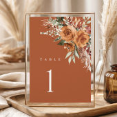 Terracotta Boho Trouwtafel Nummers, Roos Bloemen