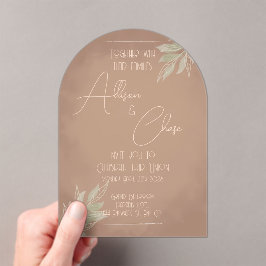 Terracotta Boho Trouwuitnodiging met Minimalistisc Acryl Uitnodigingen