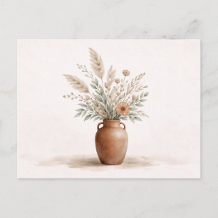 Terracotta Boho Vaas Pampas Gras Botanisch Briefkaart