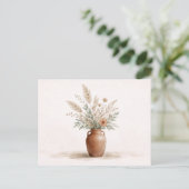 Terracotta Boho Vaas Pampas Gras Botanisch Briefkaart (Staand voorkant)