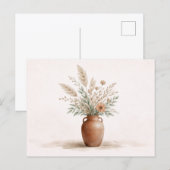 Terracotta Boho Vaas Pampas Gras Botanisch Briefkaart (Voorkant / Achterkant)